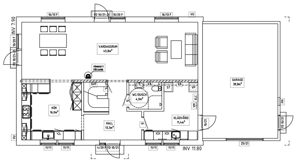 Villa Berling – planlösning entréplan