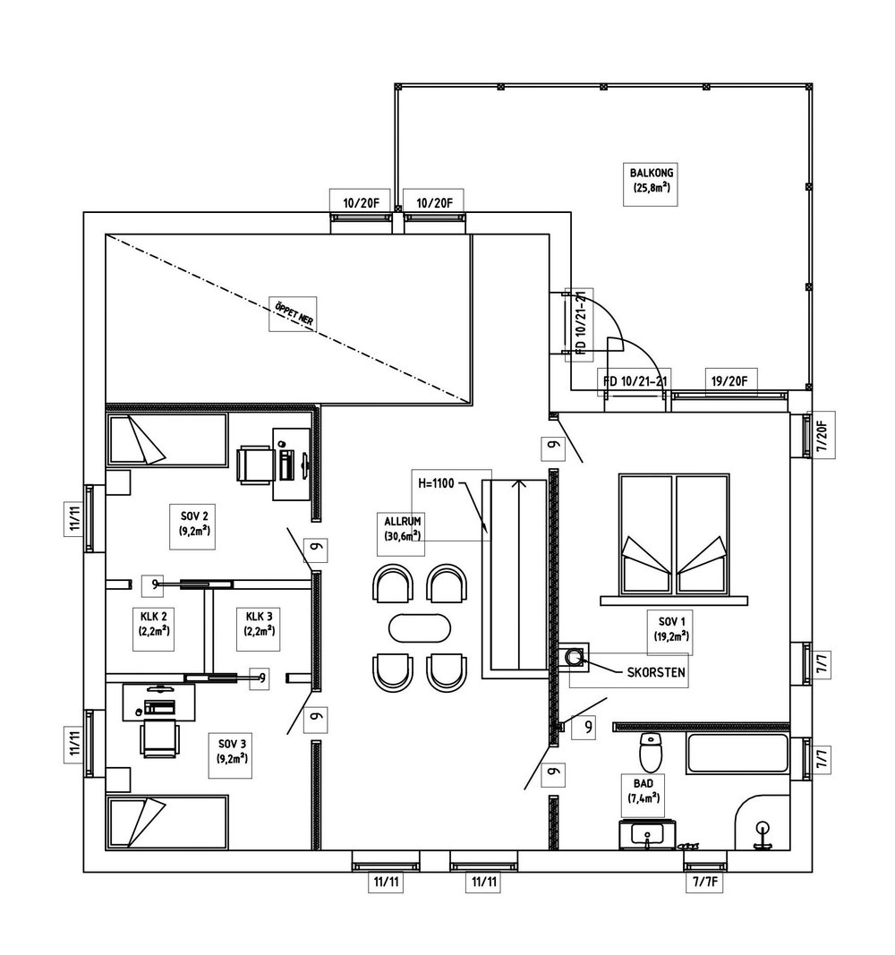Villa Elofsson – planlösning våning 2