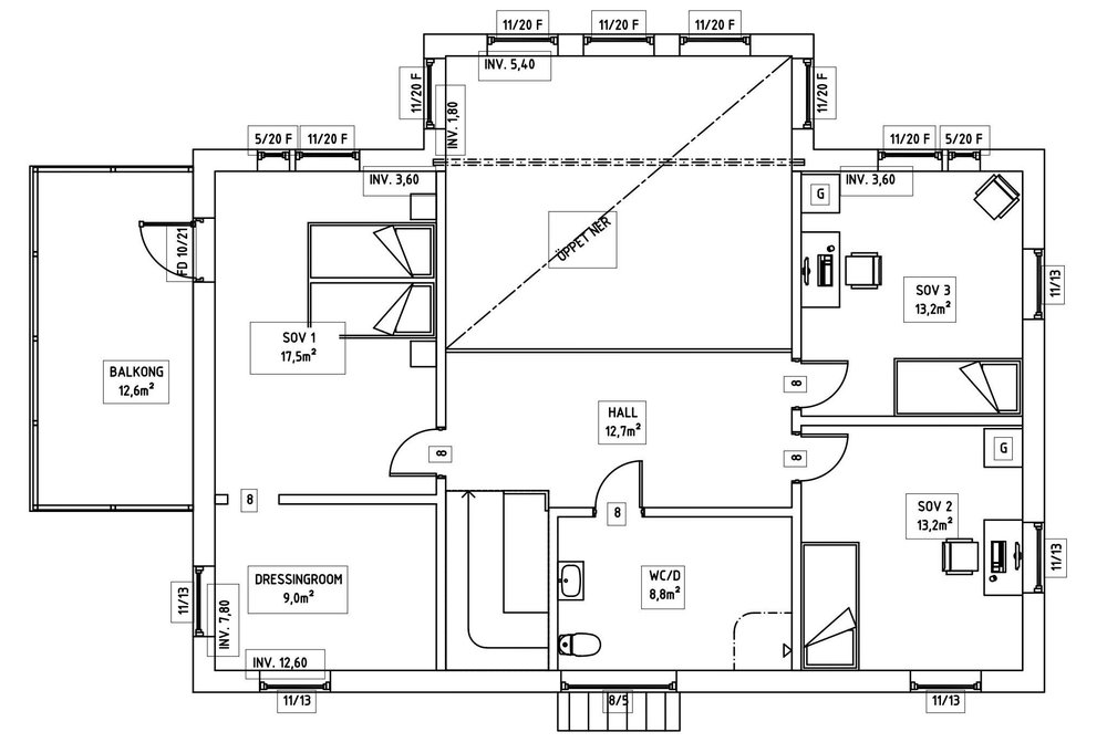 Villa Olsson – planlösning överplan